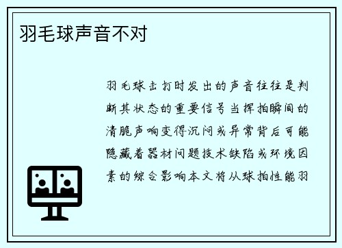 羽毛球声音不对